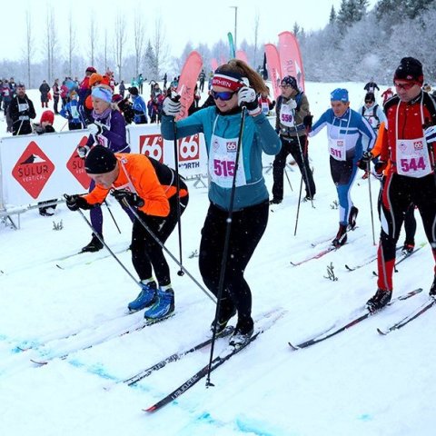 Fyrsta Súlur Vertical-skíðagangan, í Kjarnaskógi. Mynd: Skapti Hallgrímsson