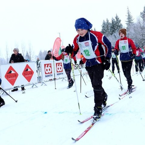 Fyrsta Súlur Vertical-skíðagangan, í Kjarnaskógi. Mynd: Skapti Hallgrímsson